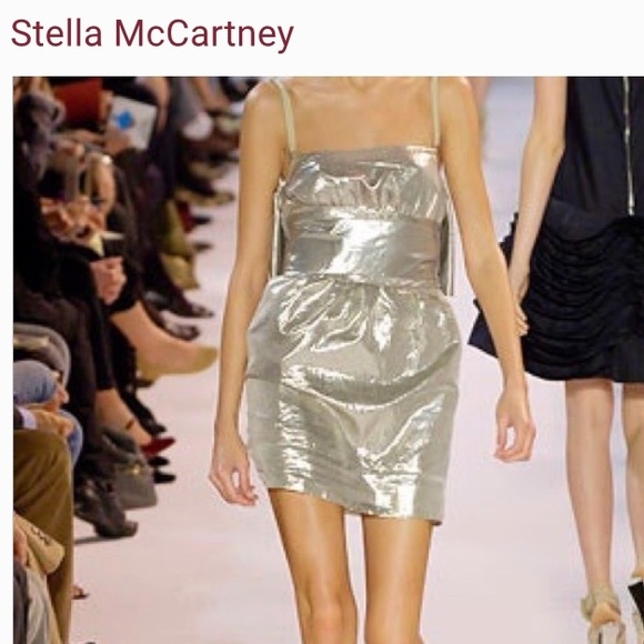 STELLA MCCARTNEY🔥CHAMPAGNE SILVER MINI DRESS 🔥 Stunning “Party Ready” Dress 🔥 - Picture 11 of 13